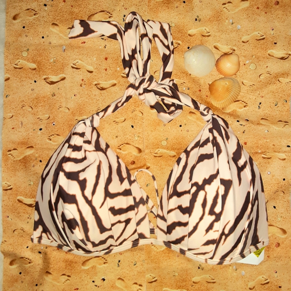 Gianni Bini Zebra Print Bikini Top NWT. MED
